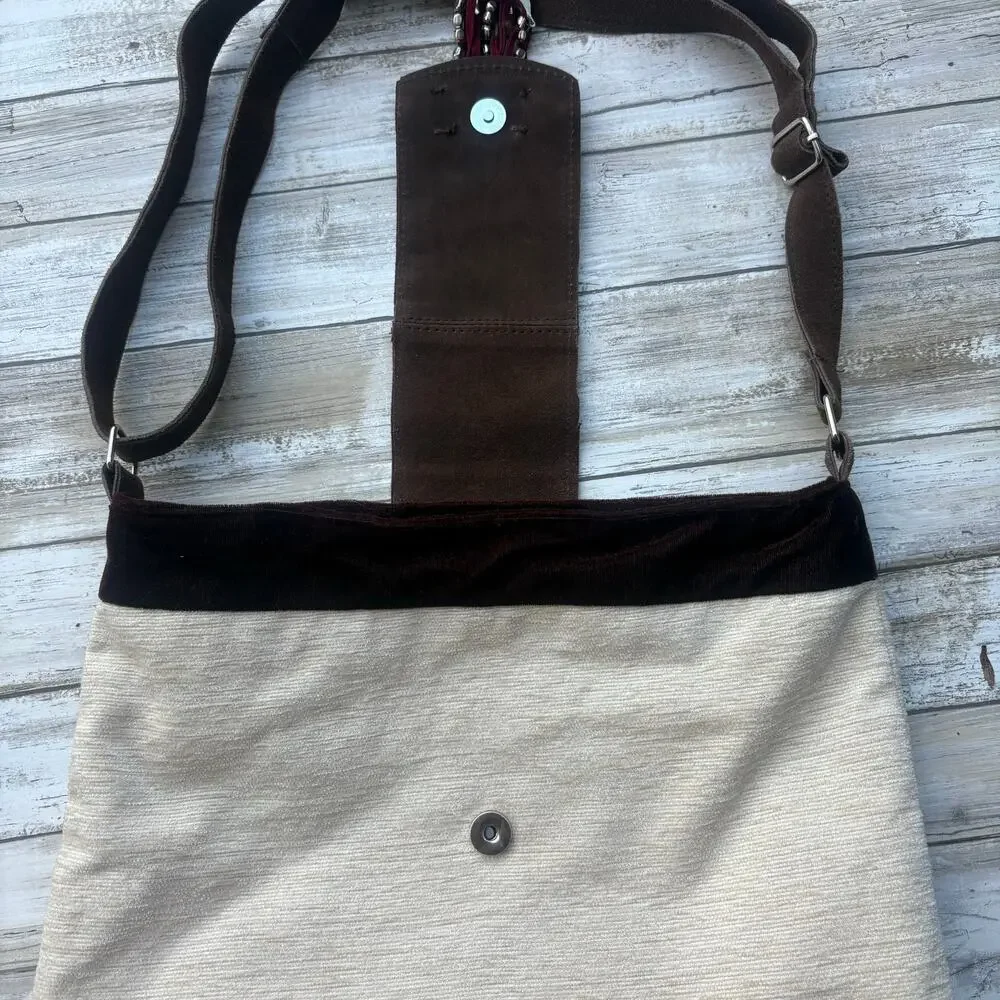 Earthbound Trading Co Purse Afghanistan Inspired Boho Leather Cotton Convertible - Picture 7 of 12